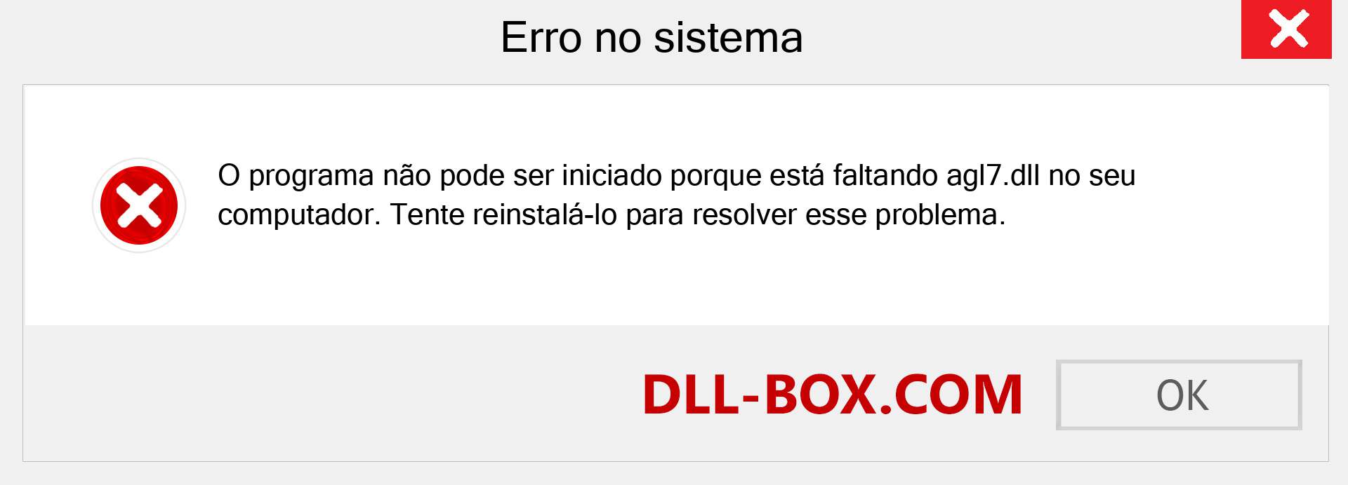 Arquivo agl7.dll ausente ?. Download para Windows 7, 8, 10 - Correção de erro ausente agl7 dll no Windows, fotos, imagens